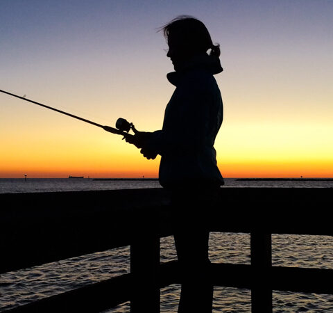 One of the great features of the Cape Charles beach is the free fishing pier! Sunset is a beautiful time to drop a line.